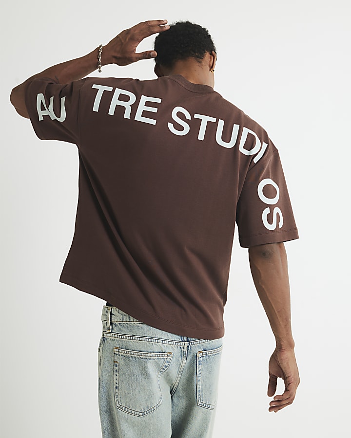 River Island Brown Oversized Fit Autre Studios T-Shirt