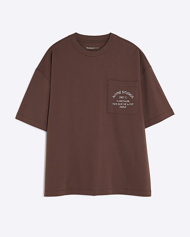 river island Brown Oversized Fit Autre Studios T-Shirt