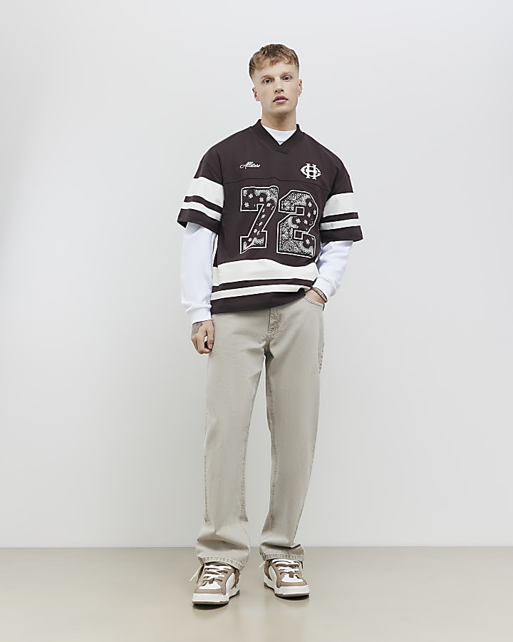 River Island Brown Oversized Fit Bandana 72 Sports T-Shirt