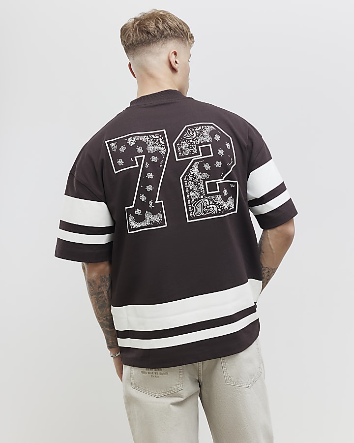 River Island Brown Oversized Fit Bandana 72 Sports T-Shirt