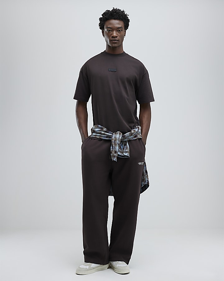 River Island Brown Oversized Fit Luminis Studios T-Shirt
