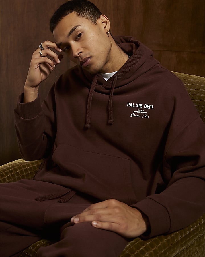 River Island Brown Oversized Fit Palais Dept Hoodie