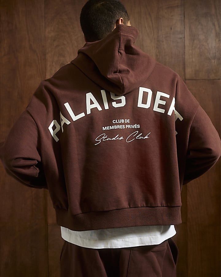 River Island Brown Oversized Fit Palais Dept Hoodie