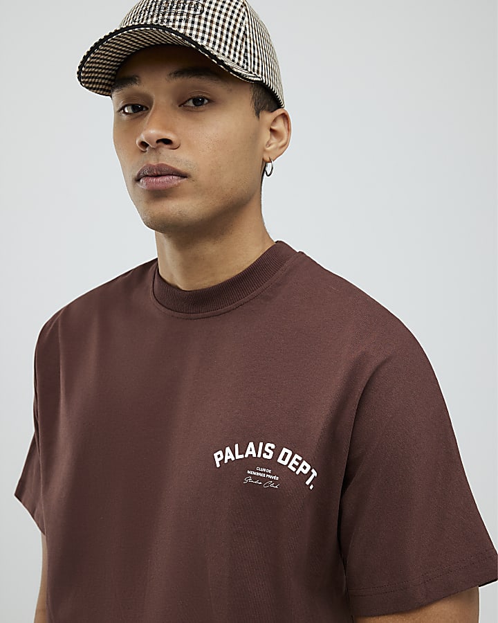 River Island Brown Oversized Fit Palais Dept T-Shirt