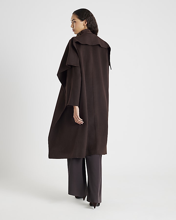 River Island Brown Premium Handmade Wool Blend Coat