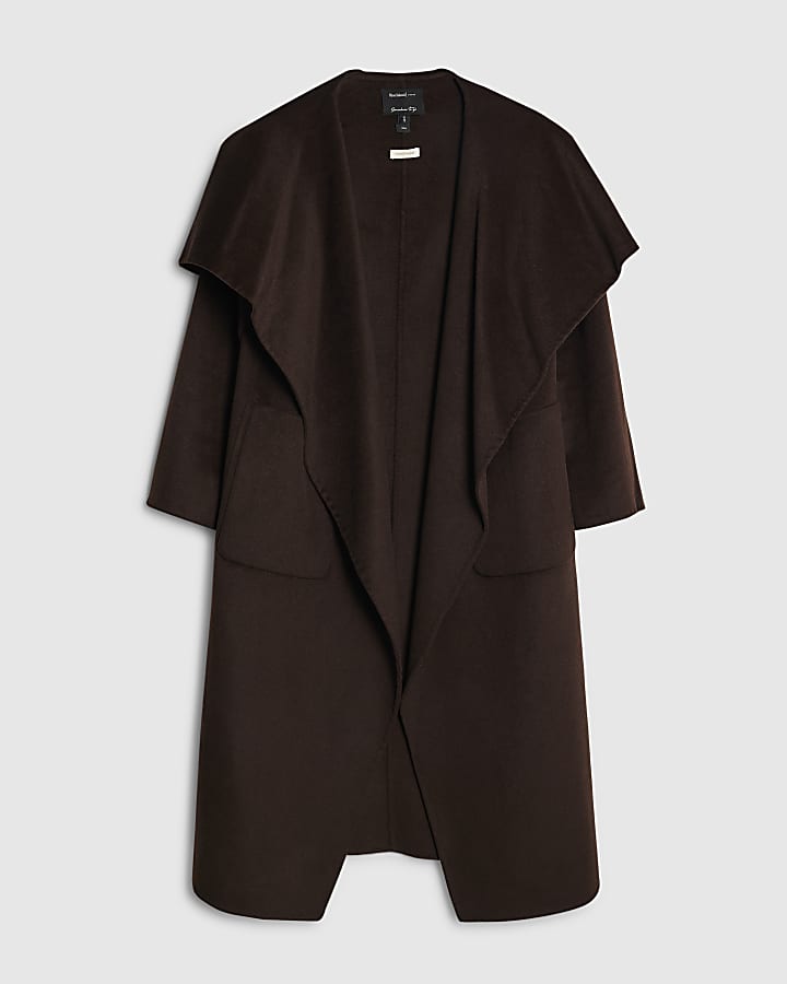 river island Brown Premium Handmade Wool Blend Coat