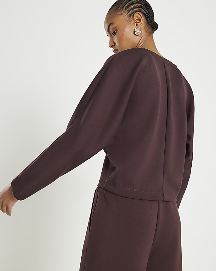 River Island Brown Premium Long Sleeve Batwing Sweatshirt