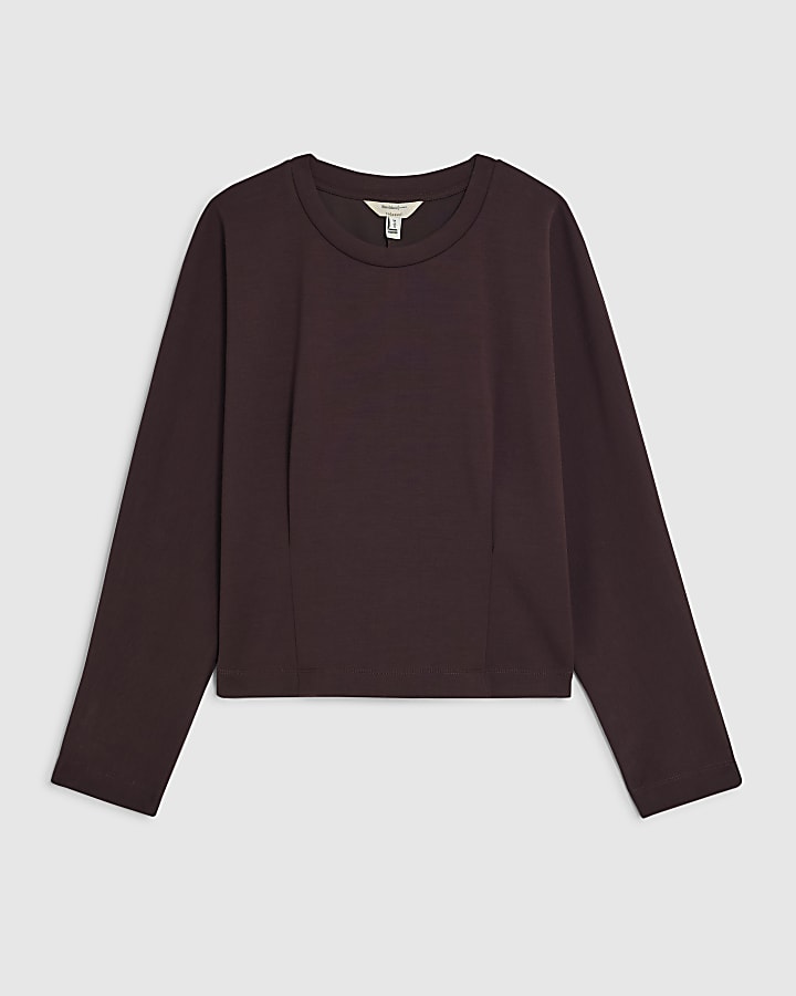 river island Brown Premium Long Sleeve Batwing Sweatshirt