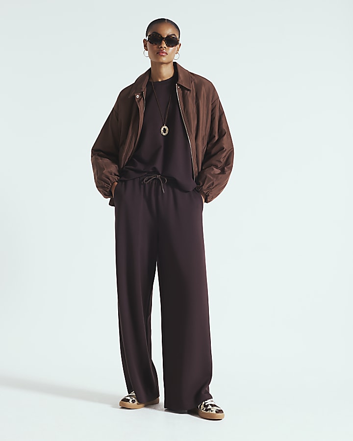 River Island Brown Premium Short Sleeve Boxy T-shirt