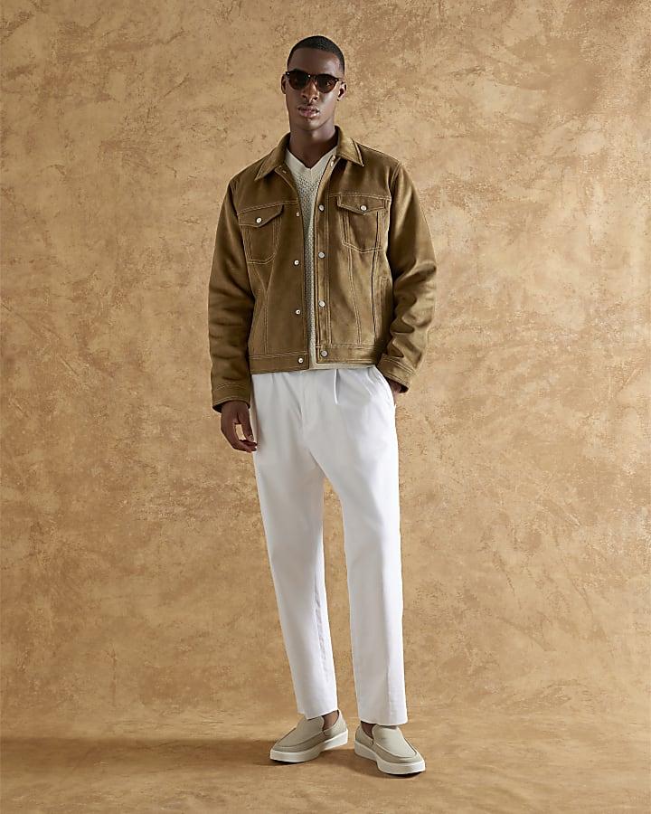 River Island Brown Regular Fit Faux Suede Western Jacket