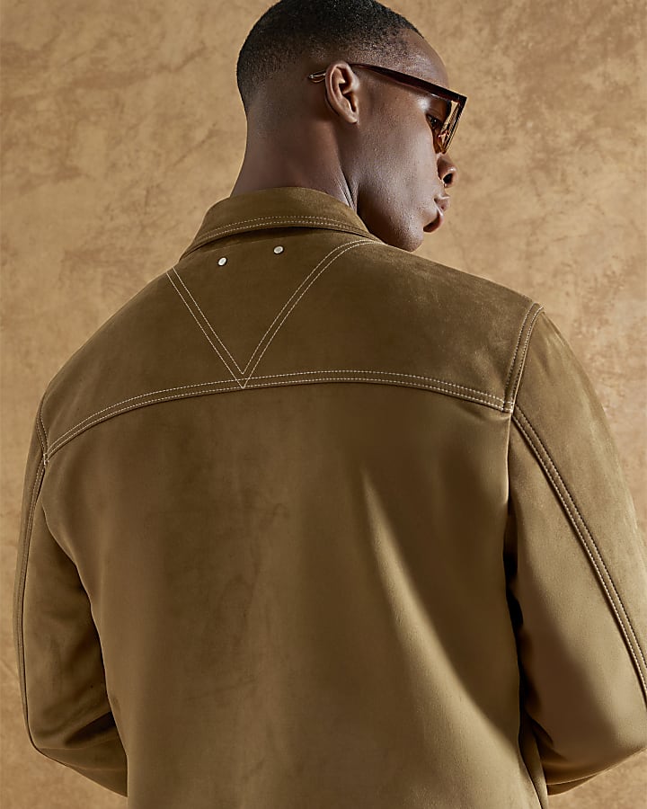 River Island Brown Regular Fit Faux Suede Western Jacket