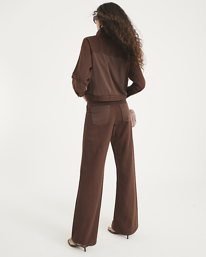 River Island Brown Relaxed Straight Leg Hybrid Jeans