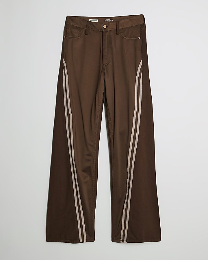 river island Brown Relaxed Straight Leg Hybrid Jeans
