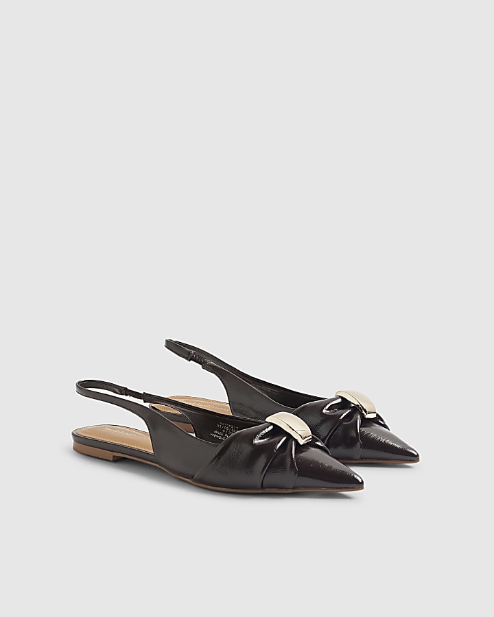 River Island Brown Ruched Slingback Pointed Toe Shoes