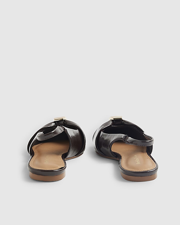River Island Brown Ruched Slingback Pointed Toe Shoes