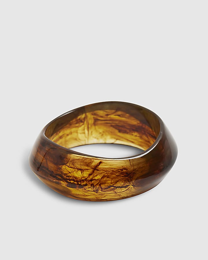 River Island Brown Sculpted Tortoiseshell Resin Bangle