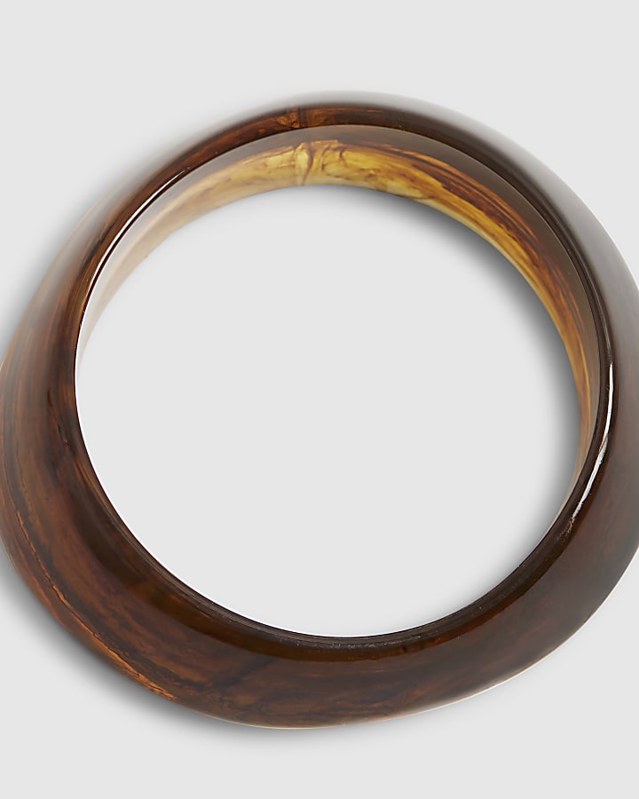 River Island Brown Sculpted Tortoiseshell Resin Bangle