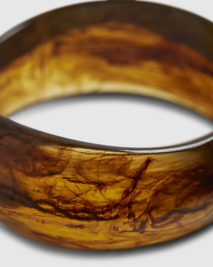 River Island Brown Sculpted Tortoiseshell Resin Bangle