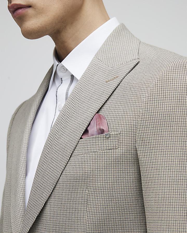 River Island Brown Skinny Fit Puppytooth Suit Jacket