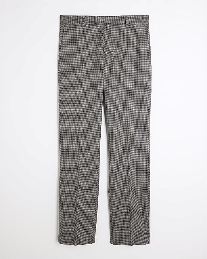 river island Brown Tailored Fit Check Suit Trousers