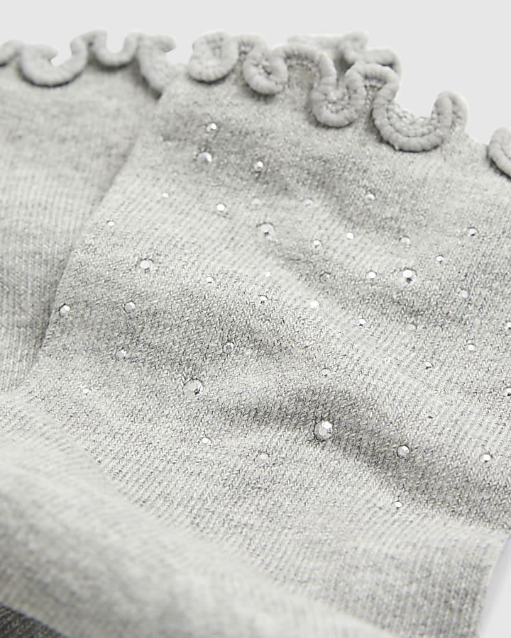 River Island Cream Embellished Frill Pack Of 2 Socks