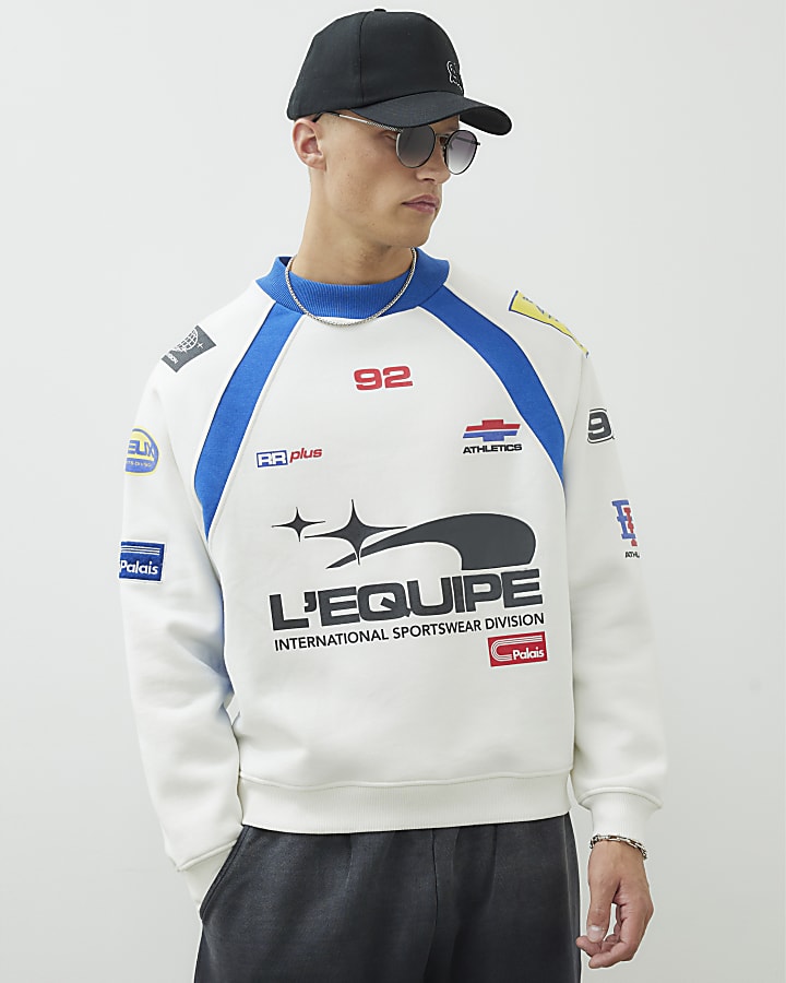 River Island Cream Long Sleeve L'Equipe Sports Sweatshirt