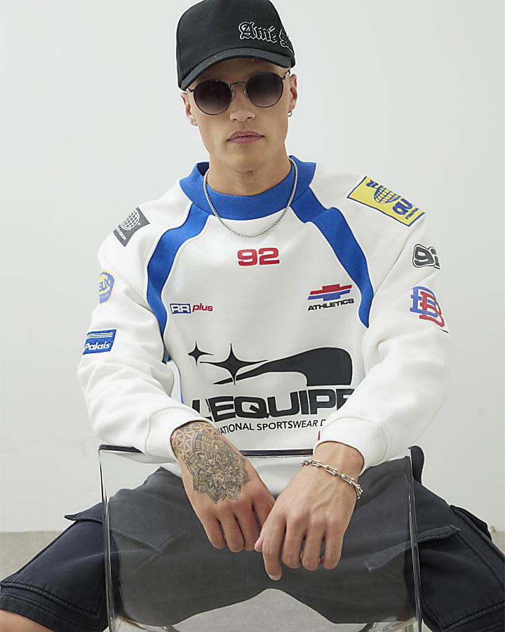 River Island Cream Long Sleeve L'Equipe Sports Sweatshirt