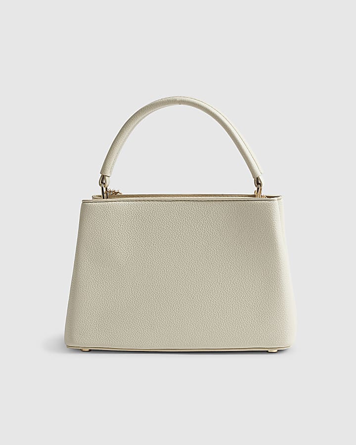 River Island Cream Monogram Pocket Front Charmed Tote Bag