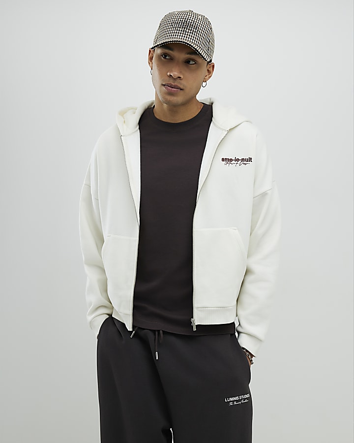 River Island Cream Oversized Fit Ame Le Nuit Hoodie