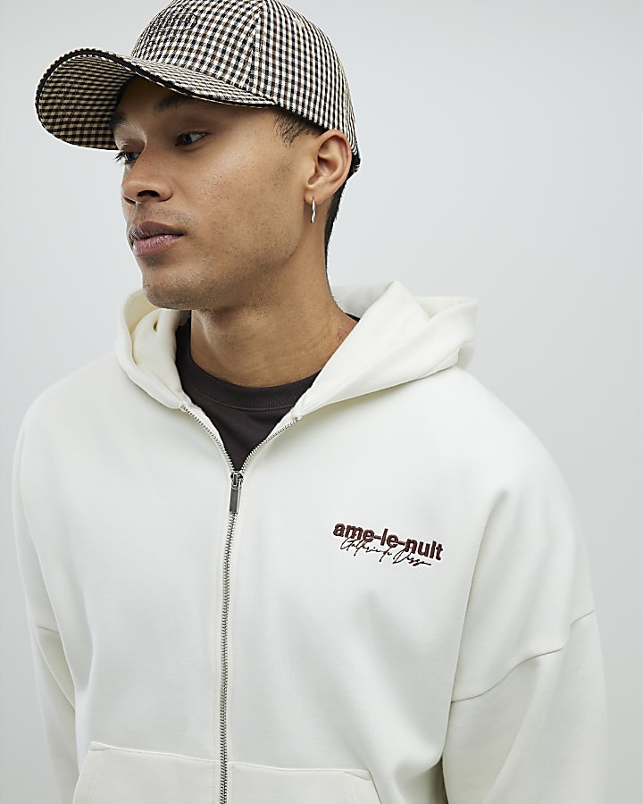 River Island Cream Oversized Fit Ame Le Nuit Hoodie