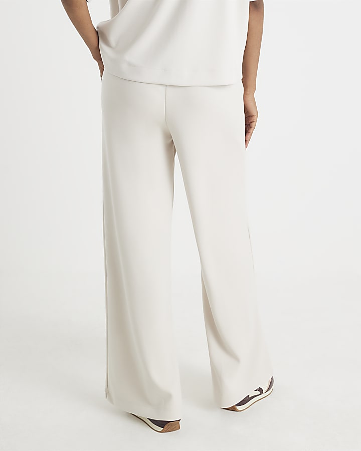 River Island Cream Premium High Waisted Wide Leg Joggers