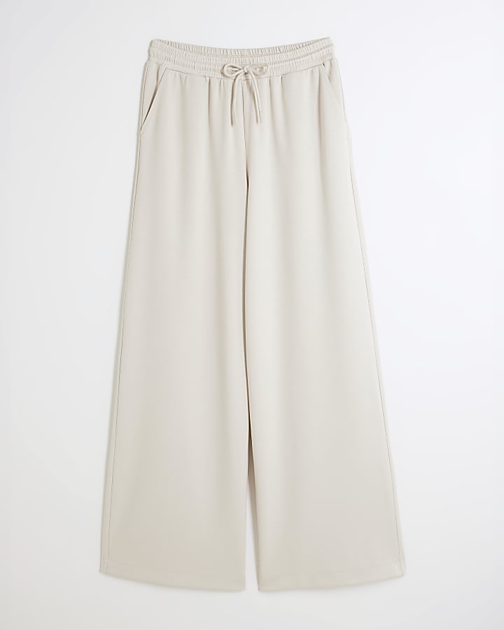 river island Cream Premium High Waisted Wide Leg Joggers