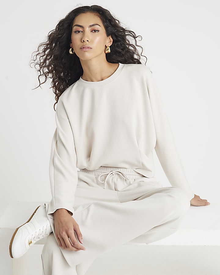 River Island Cream Premium Long Sleeve Batwing Sweatshirt