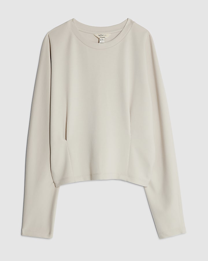 river island Cream Premium Long Sleeve Batwing Sweatshirt
