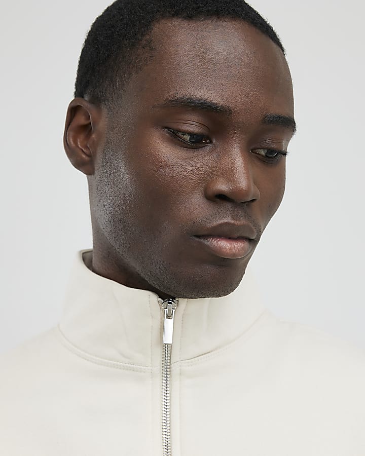 River Island Cream Regular Fit Funnel Neck Sweatshirt