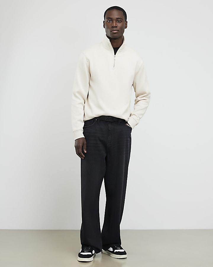 River Island Cream Regular Fit Funnel Neck Sweatshirt