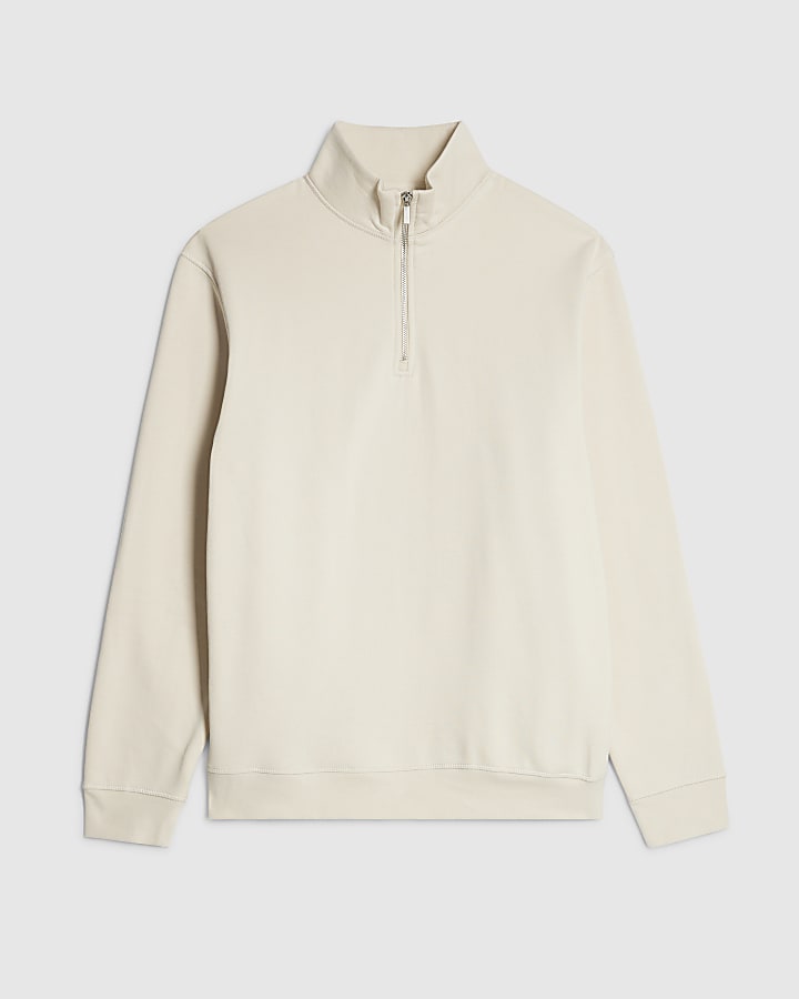 river island Cream Regular Fit Funnel Neck Sweatshirt