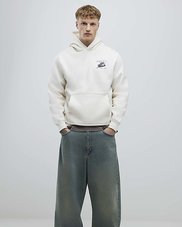 River Island Cream Regular Fit Palais Prives Hoodie