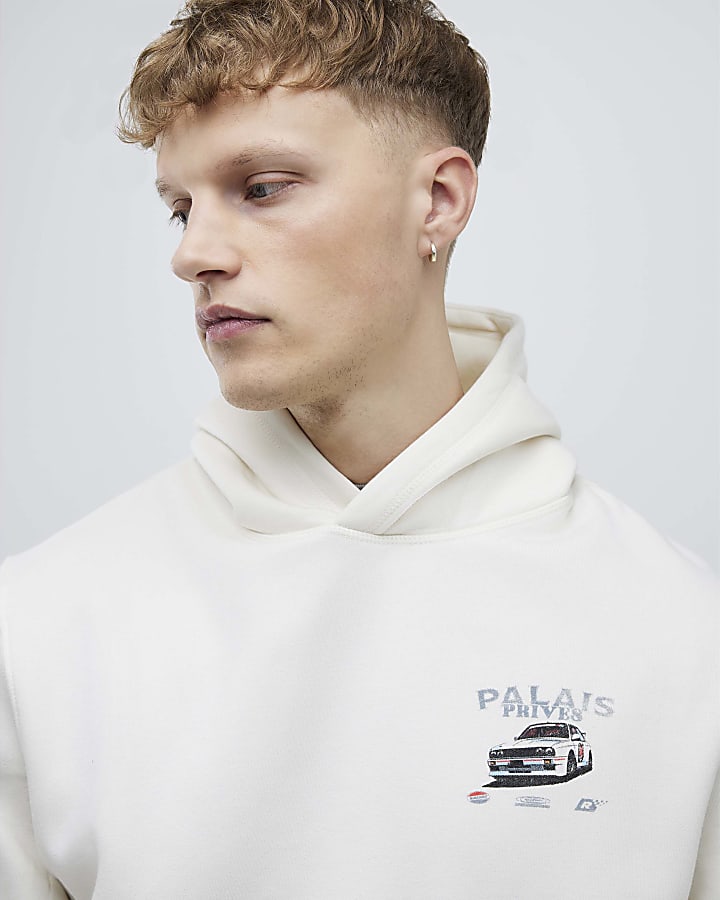 River Island Cream Regular Fit Palais Prives Hoodie