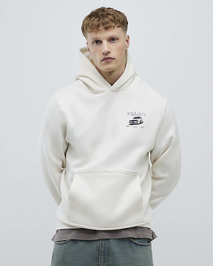 River Island Cream Regular Fit Palais Prives Hoodie