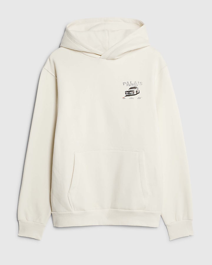 river island Cream Regular Fit Palais Prives Hoodie