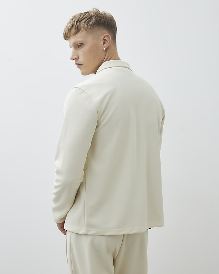 River Island Cream Slim Fit Double Pocket Overshirt