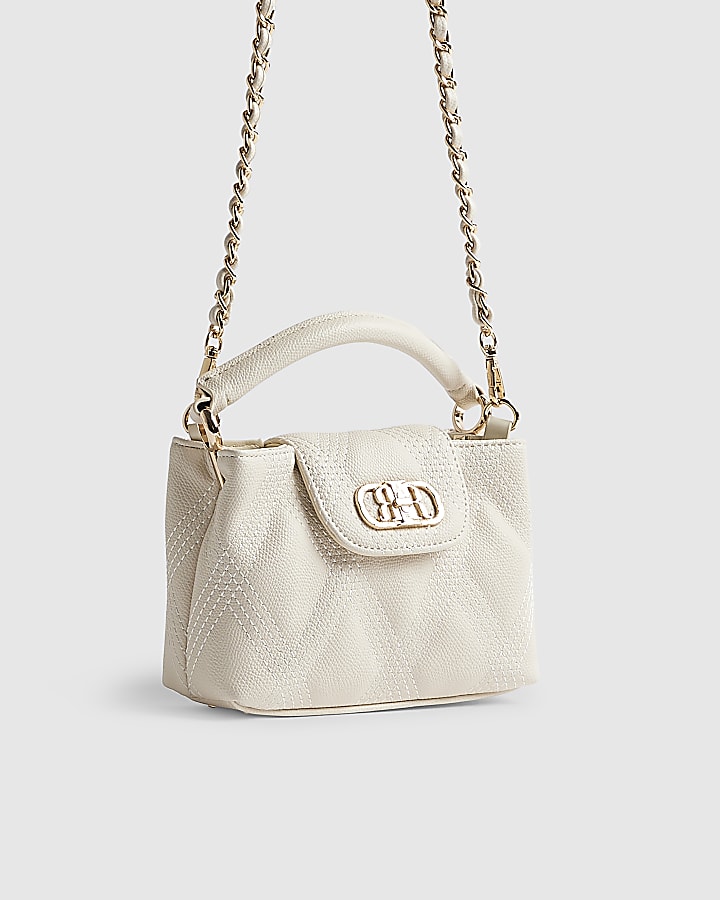 River Island Cream Small Quilted Top Handle Crossbody Bag