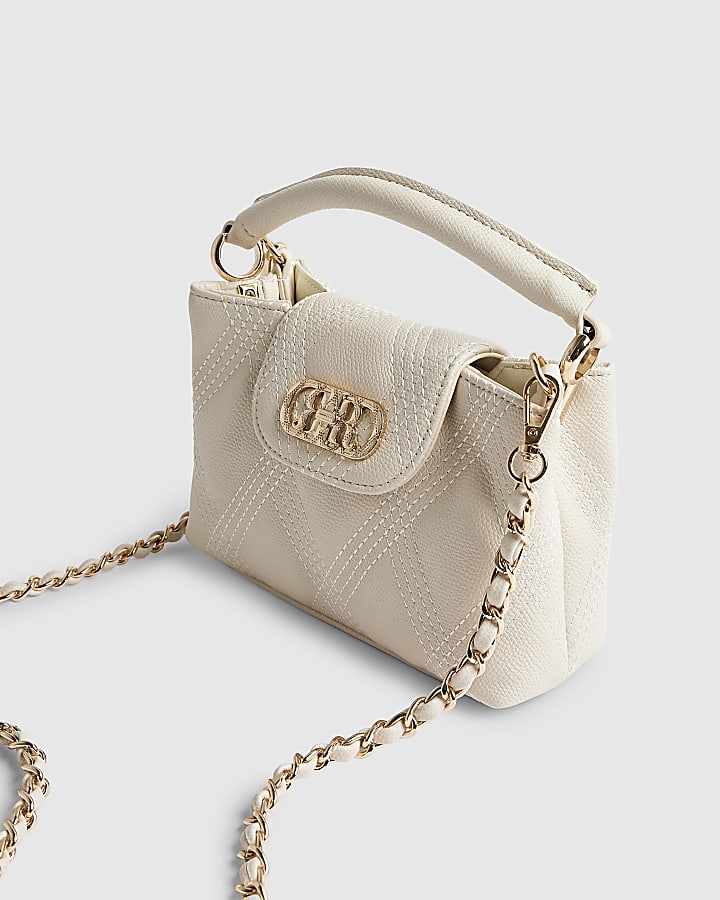 River Island Cream Small Quilted Top Handle Crossbody Bag