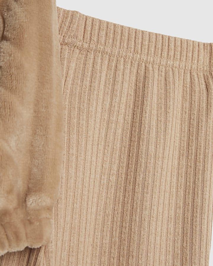 river island Girls Beige Cosy Cable Leggings & Hoodie Set