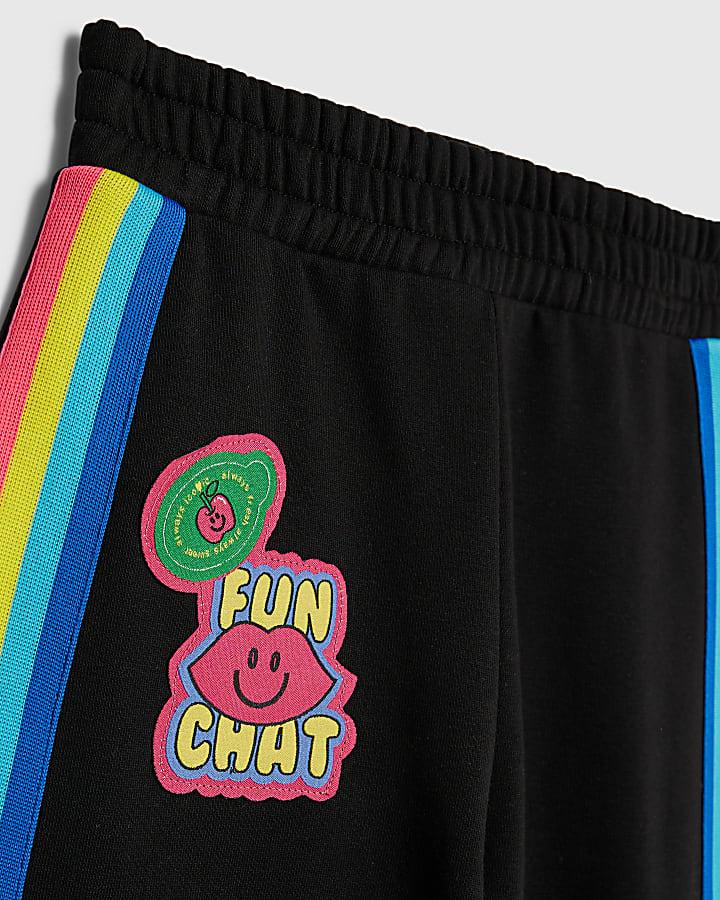 river island Girls Black Badge Hoodie Tracksuit Set