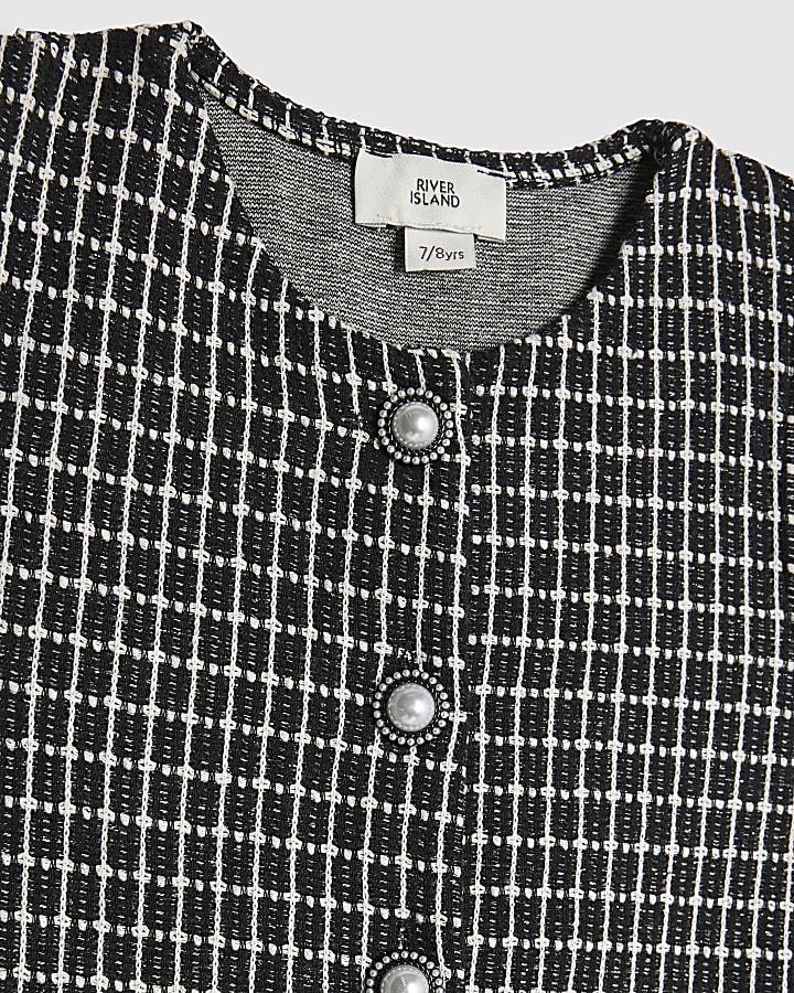 River Island Girls Black Check Boucle Waistcoat Set