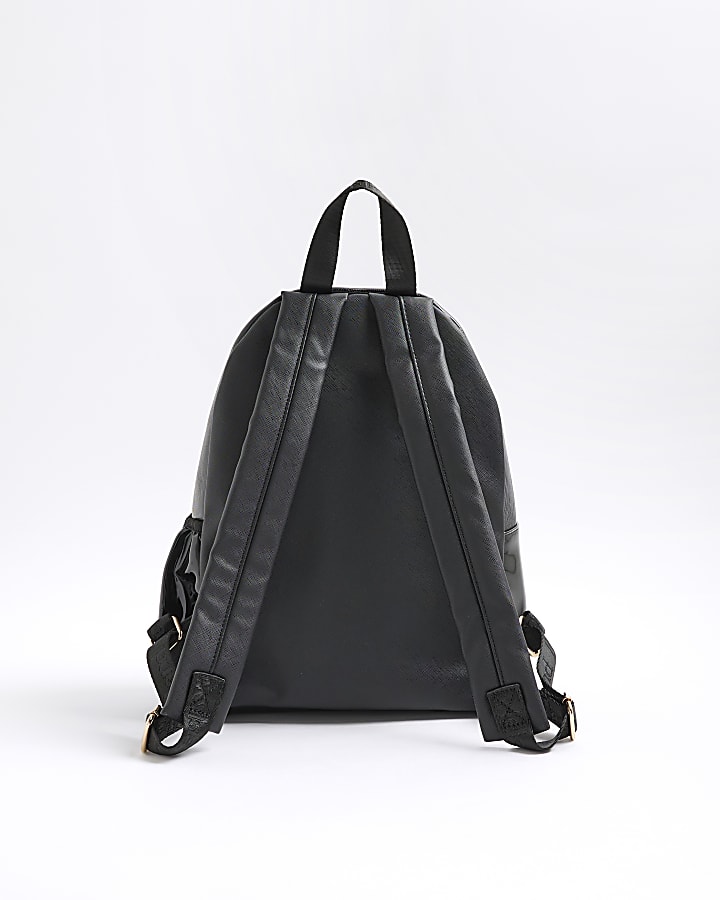 River Island Girls Black Cream Heart Lock Pocket Backpack