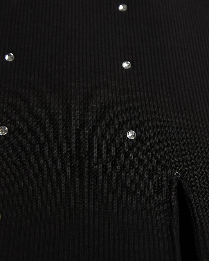 River Island Girls Black Embellished Charm Flared Trousers