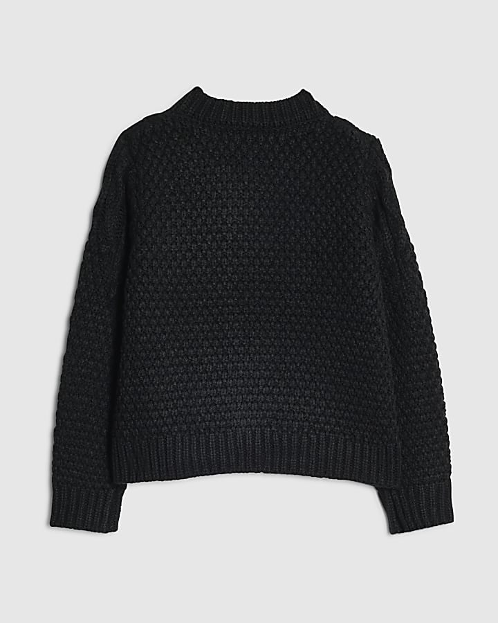 River Island Girls Black Embellished Flower Cardigan